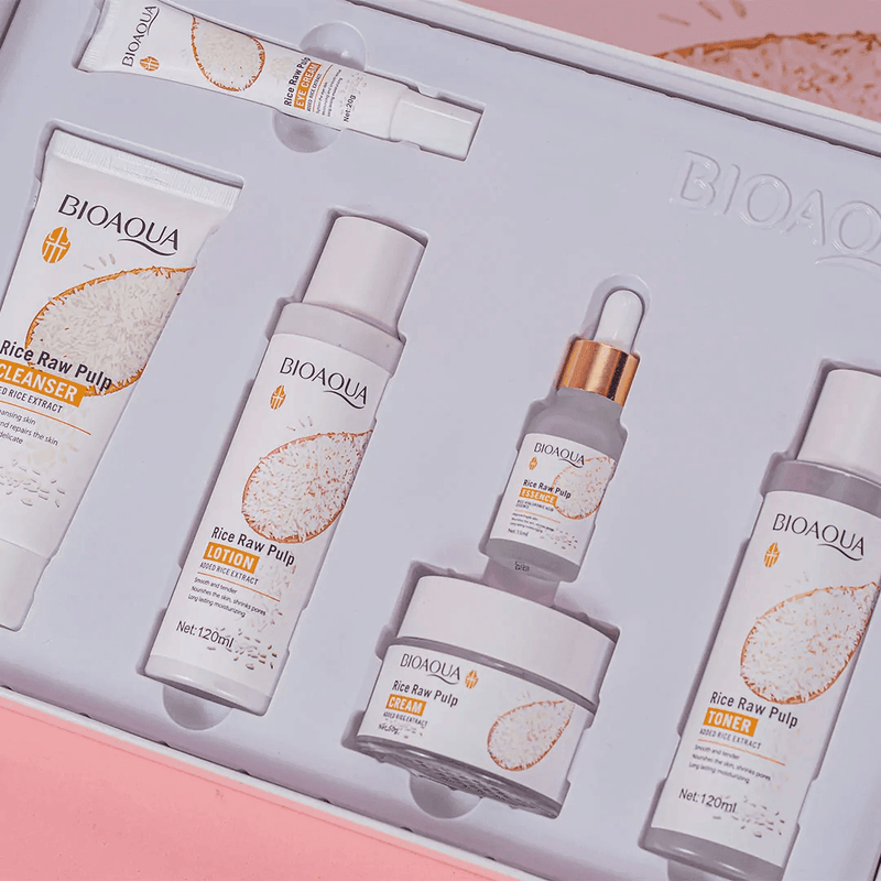 Kit x 5 Rutina Facial Oriental de Arroz | Tratamiento Facial Anti-Edad y Aclarante - BIOAQUA - Lunaurea | Skincare, Maquillaje, Cosméticos