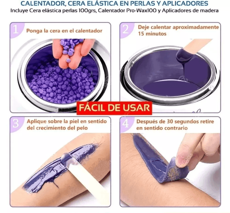 Kit x 3: Olla Calentadora de Cera Depiladora [Incluye Cera y Aplicadores] - Lunaurea | Skincare, Maquillaje, Cosméticos