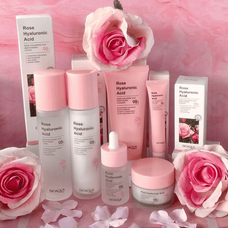 Kit x 5 Rutina de Rosas con Ácido Hialurónico | Tratamiento Facial Anti-Edad - BIOAQUA