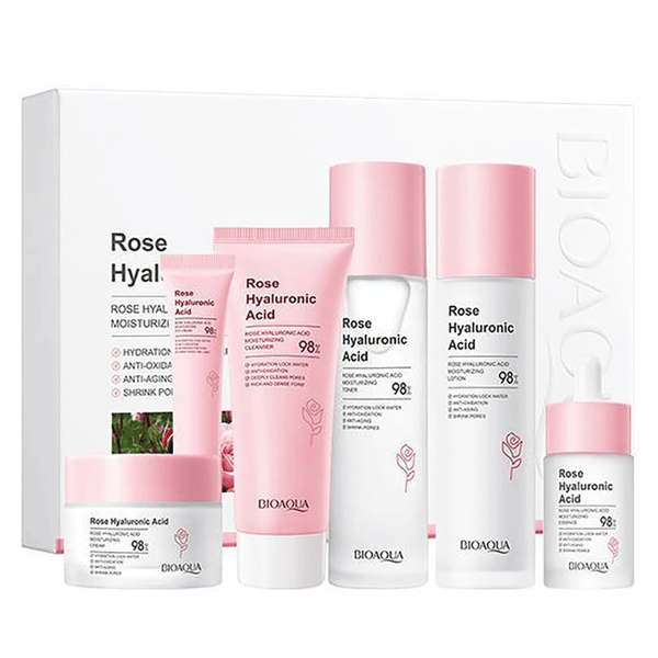 Kit x 5 Rutina de Rosas con Ácido Hialurónico | Tratamiento Facial Anti-Edad - BIOAQUA