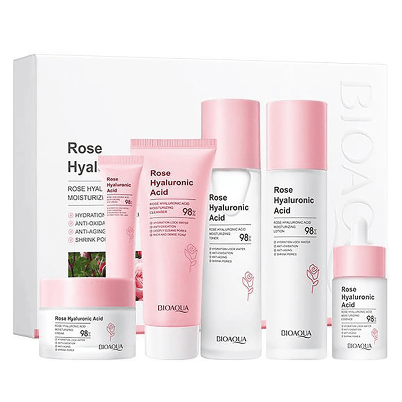 Kit x 5 Rutina de Rosas con Ácido Hialurónico | Tratamiento Facial Anti-Edad - BIOAQUA