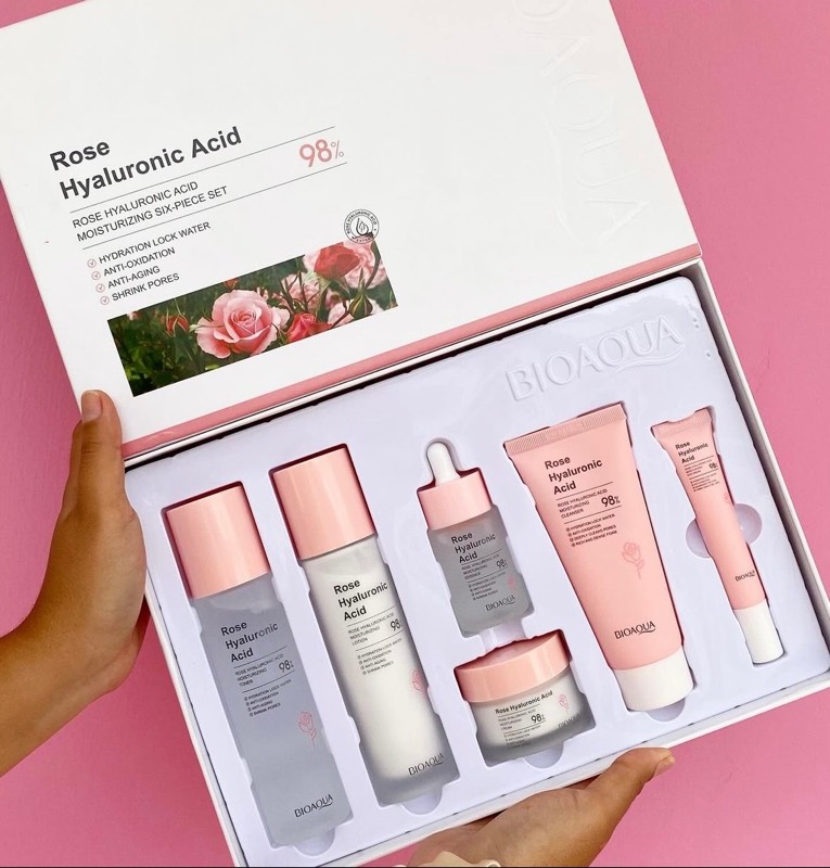 Kit x 5 Rutina de Rosas con Ácido Hialurónico | Tratamiento Facial Anti-Edad - BIOAQUA