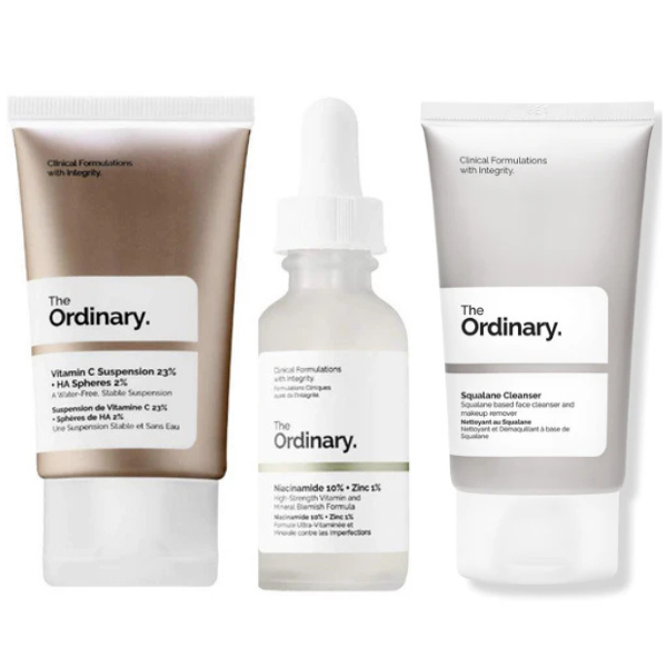 Kit x 3 The Ordinary Pieles Manchadas | Niacinamida + VC + Limpiador Squalano