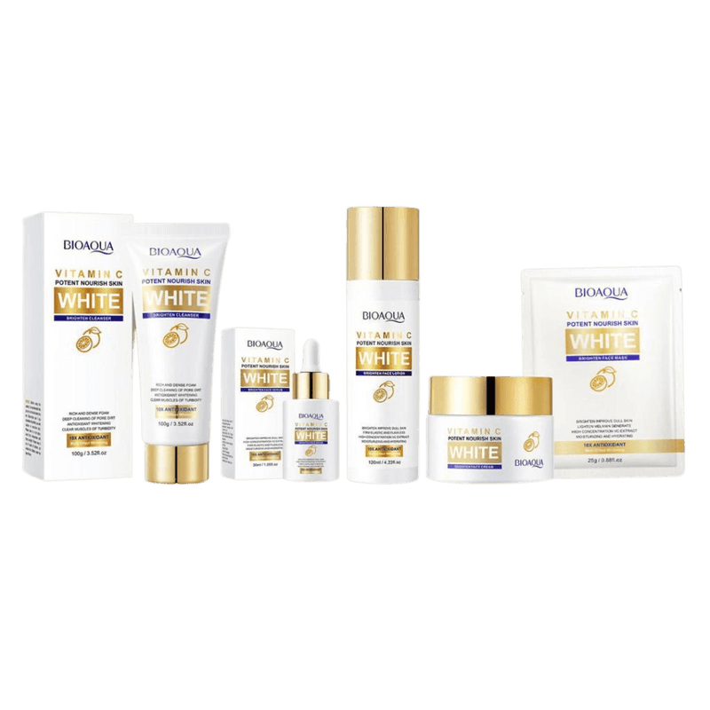 Kit x 5 Rutina Facial Aclarante | Tratamiento Facial Anti-Manchas y Aclarante - BIOAQUA White - Lunaurea | Skincare, Maquillaje, Cosméticos