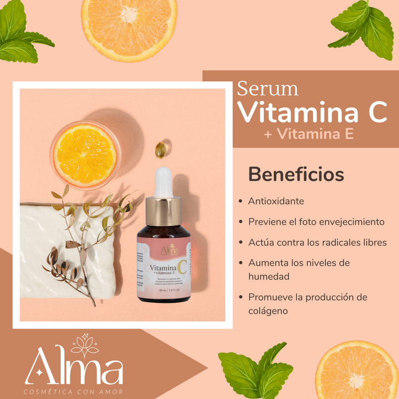 Suero/Sérum Antiedad de Vitamina C + Vitamina E - Alma Cosmetics