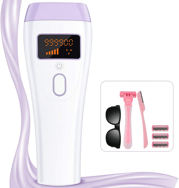 Kit 3 en 1: Depiladora Láser IPL/Luz Pulsada + Gafas de Sol + Rasuradora