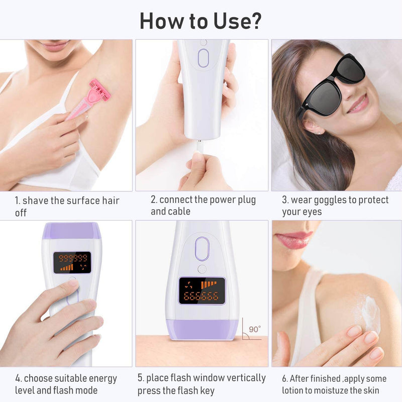 Kit 3 en 1: Depiladora Láser IPL/Luz Pulsada + Gafas de Sol + Rasuradora