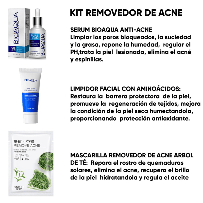 Kit x 3 Cuidado Facial Anti-Acné - BioAQUA Combo - Lunaurea | Skincare, Maquillaje, Cosméticos
