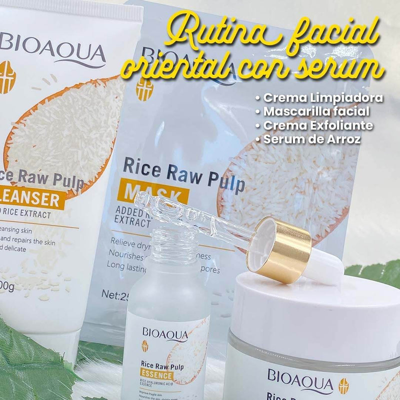 Kit x 5 Rutina Facial Oriental de Arroz | Tratamiento Facial Anti-Edad y Aclarante - BIOAQUA - Lunaurea | Skincare, Maquillaje, Cosméticos